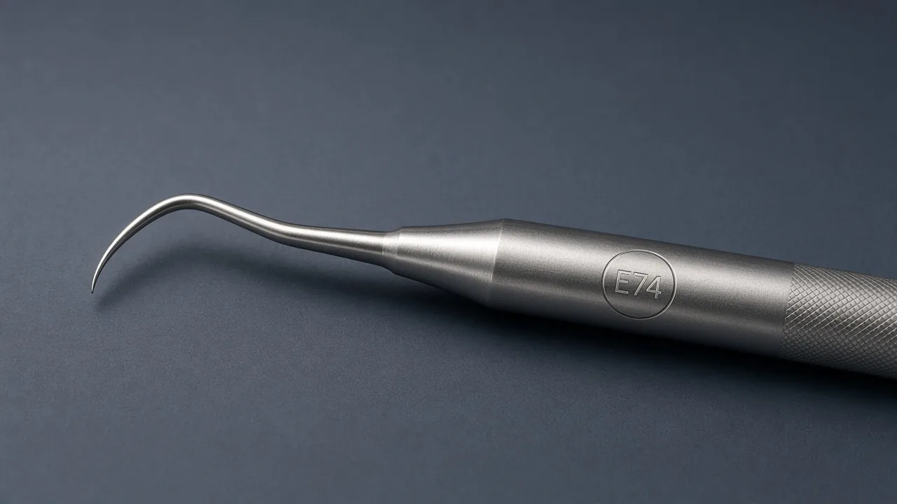 Explorer and probe by E74 Surgical, a stainless steel instrument that needs careful drying